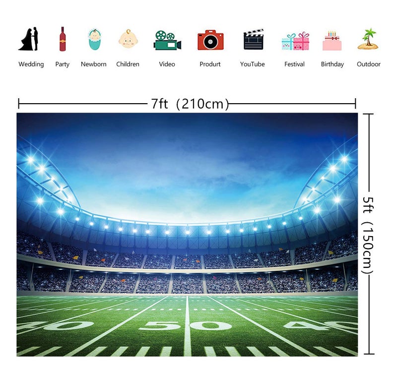 INRUI RUINI Football Field Photography Backdrop Football Field AuditoriumLight Themed Party Decorations Banner 7x5FT - Image 4